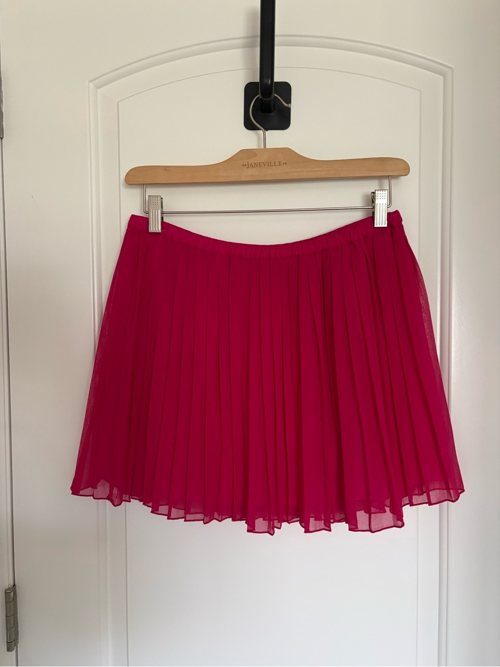 Pleated Mini Skirt in Bright Fuchsia